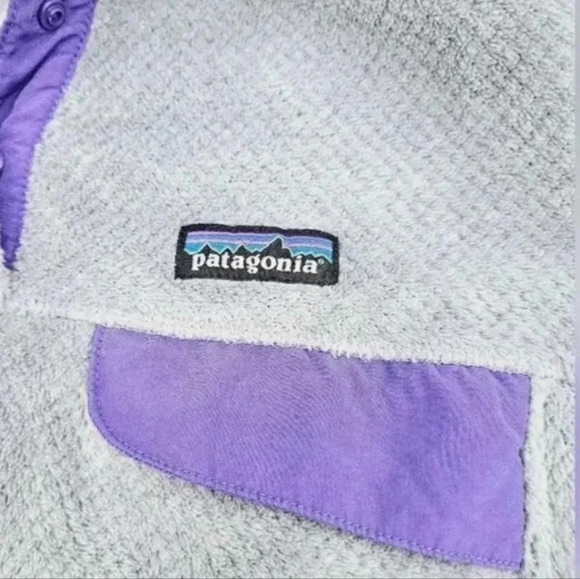 Patagonia Gray Purple Polartec ReTool Snap-T Pullover Fleece Jacket - Picture 9 of 9